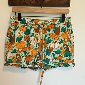 Printfresh Pumpkin Print Pajama Shorts - Orange and Green